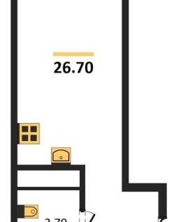 Студия, 26,7&nbsp;м²