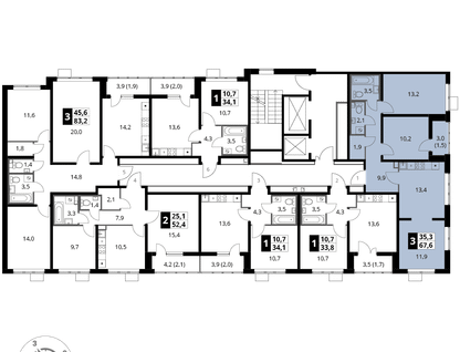 3-к. квартира, 67&nbsp;м²