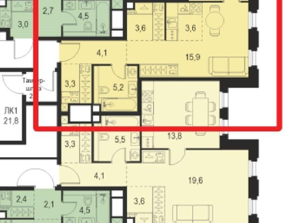 1-к. квартира, 47,7&nbsp;м²