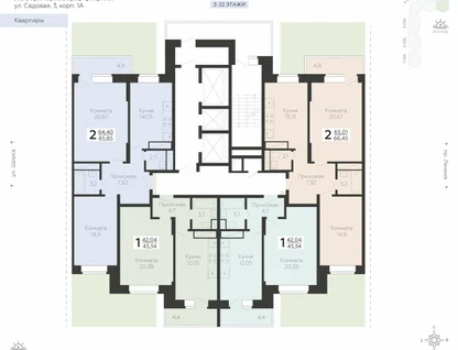 1-к. квартира, 43&nbsp;м²