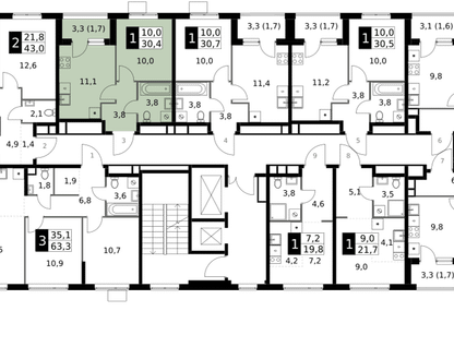 1-к. квартира, 30&nbsp;м²
