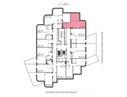 1-к. квартира, 41 м²