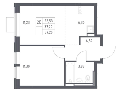 2-к. квартира, 37,2 м²
