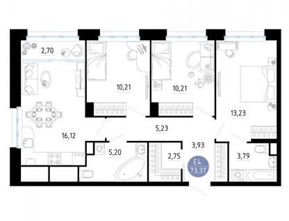 3-к. квартира, 73,5&nbsp;м²