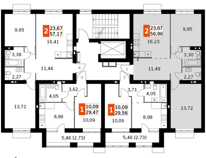 2-к. квартира, 56&nbsp;м²