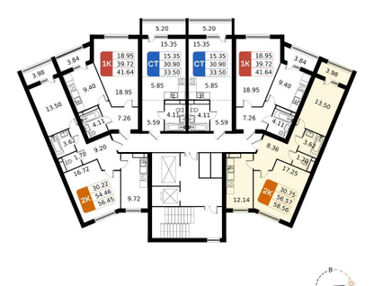 2-к. квартира, 58&nbsp;м²