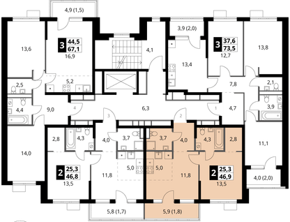 2-к. квартира, 46 м²