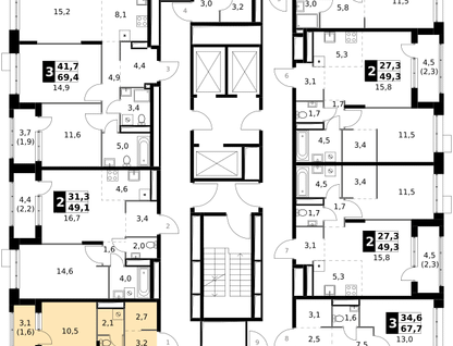 4-к. квартира, 91&nbsp;м²