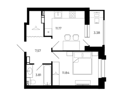 1-к. квартира, 37,8&nbsp;м²