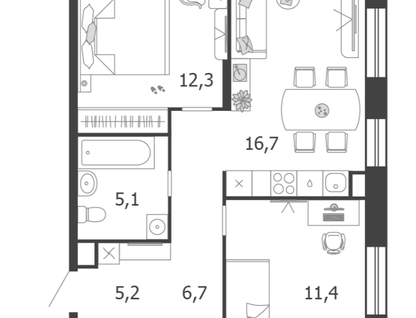 2-к. квартира, 59,3 м²