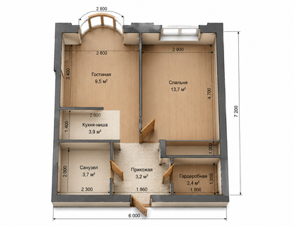 1-к. квартира, 36,4&nbsp;м²