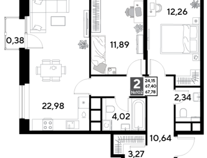 3-к. квартира, 67,4&nbsp;м²
