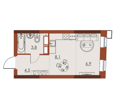 Студия, 23&nbsp;м²