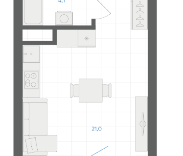 Студия, 26,5&nbsp;м²