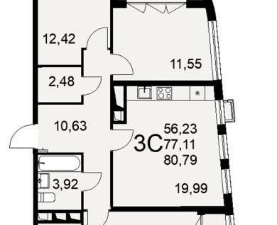 3-к. квартира, 80,8&nbsp;м²