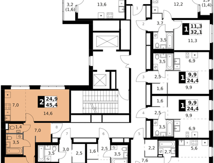 2-к. квартира, 45 м²