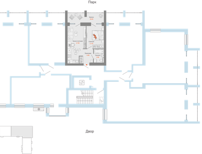 2-к. квартира, 41 м²