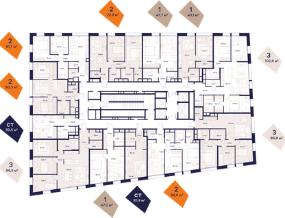 1-к. квартира, 43 м²