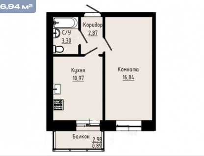 1-к. квартира, 37&nbsp;м²