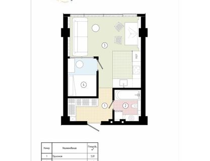 1-к. квартира, 37&nbsp;м²