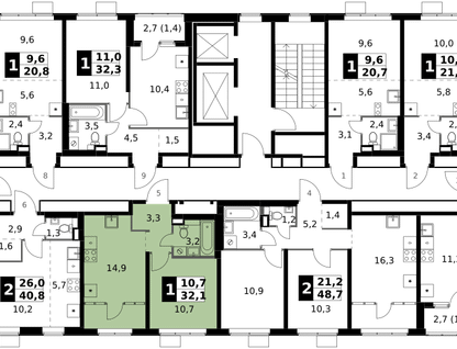 1-к. квартира, 32 м²