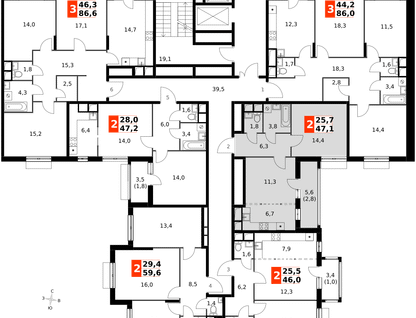 2-к. квартира, 47&nbsp;м²