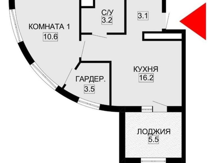 1-к. квартира, 36,6&nbsp;м²