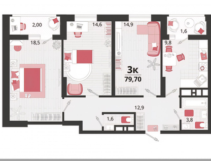 3-к. квартира, 79,9&nbsp;м²