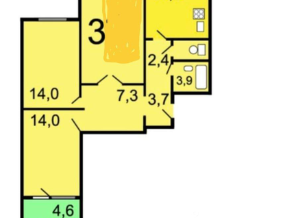3-к. квартира, 75,5&nbsp;м²