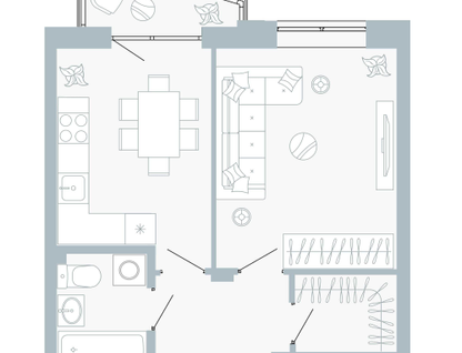 1-к. квартира, 39&nbsp;м²