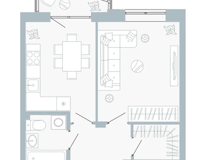 1-к. квартира, 39&nbsp;м²
