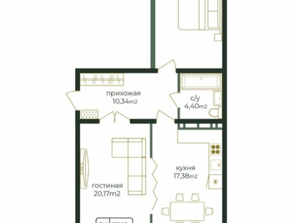 2-к. квартира, 72,2&nbsp;м²