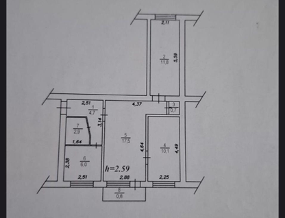 3-к. квартира, 54&nbsp;м²