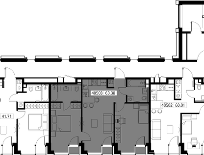2-к. квартира, 63&nbsp;м²