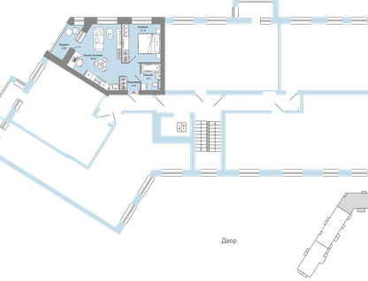 2-к. квартира, 43&nbsp;м²