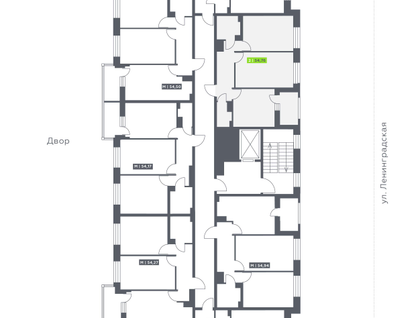 2-к. квартира, 54&nbsp;м²