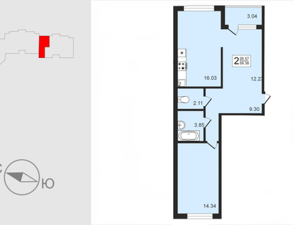 2-к. квартира, 59,4&nbsp;м²