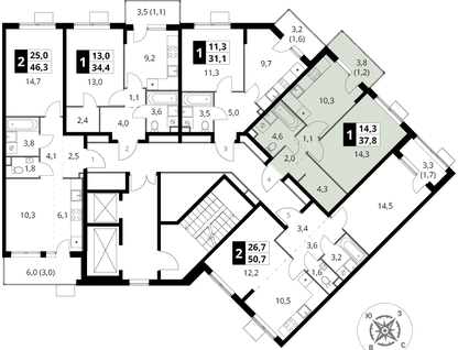 1-к. квартира, 37&nbsp;м²