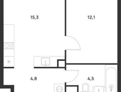 1-к. квартира, 36&nbsp;м²