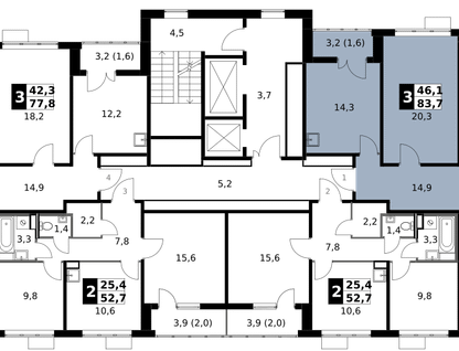 3-к. квартира, 83 м²