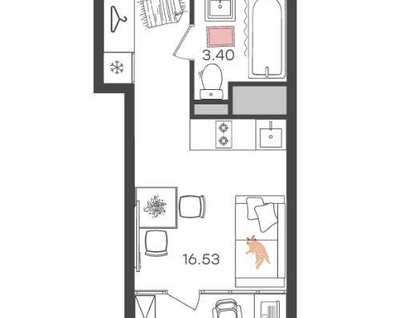 Студия, 20&nbsp;м²