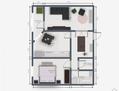 2-к. квартира, 55,6&nbsp;м²