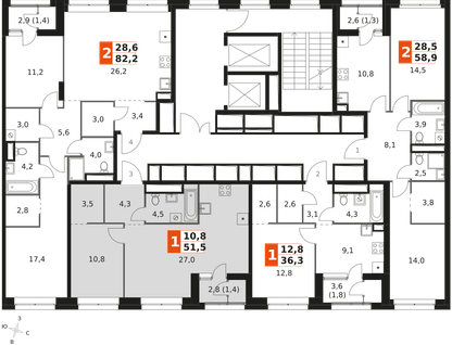 2-к. квартира, 51&nbsp;м²