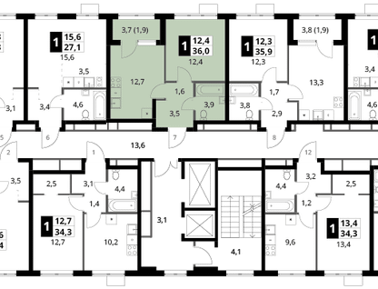 1-к. квартира, 36 м²