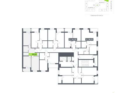 Студия, 68 м²