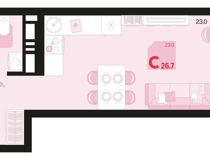 Студия, 26,7 м²