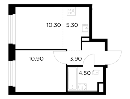 2-комнатная квартира, 34&nbsp;м²