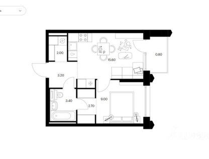 1-к. квартира, 36,7 м²