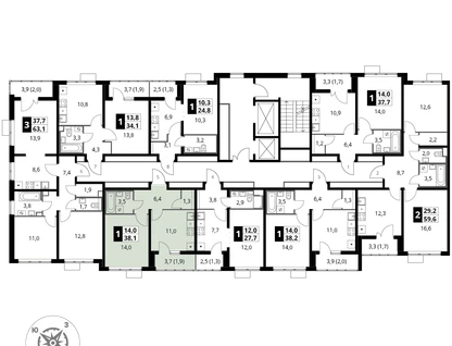 1-к. квартира, 38&nbsp;м²