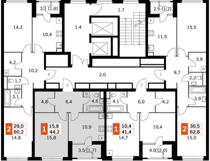 1-к. квартира, 42&nbsp;м²